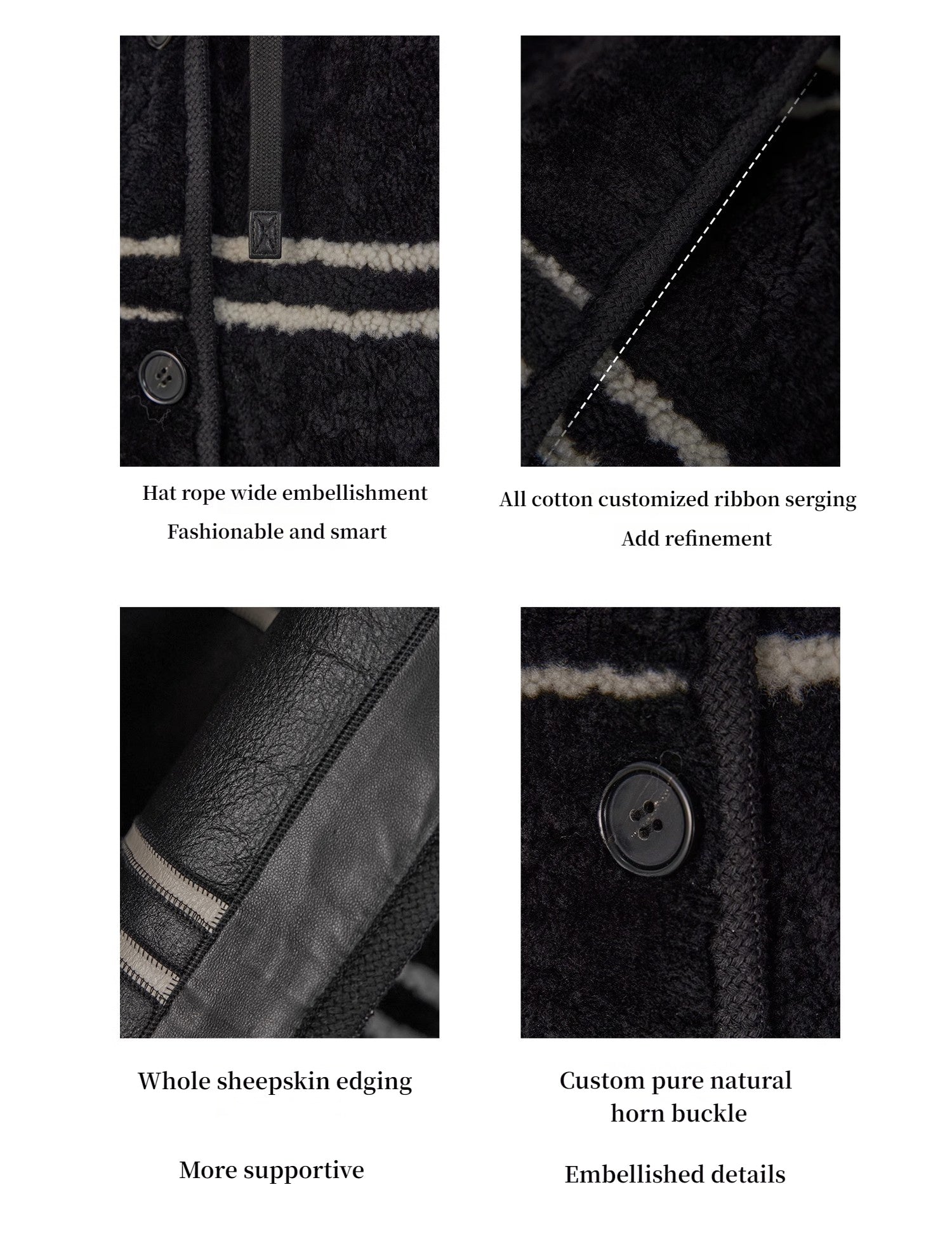 Fireladyfur Women's Lamb Wool Striped Jacket ‘Snowy New Year’