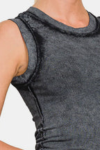 Ash Black Washed Ribbed Slim Tank