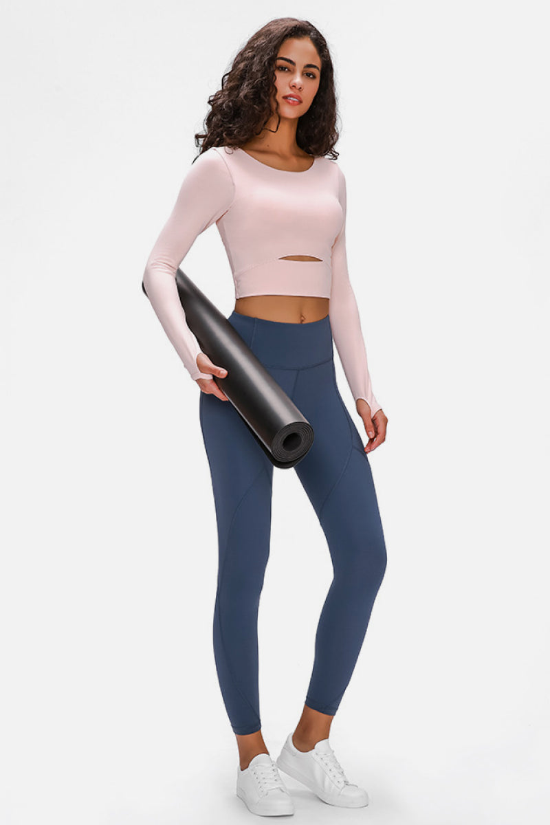 Long Sleeve Crop Top with Sports Strap