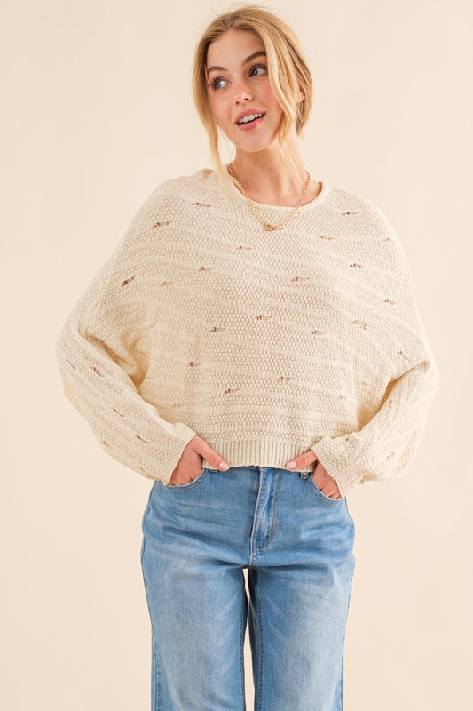 Natural Beige Dolman Sleeves Sweater