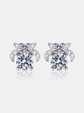 Lily Shape Silver Stud Earrings with 1 Ct Moissanite