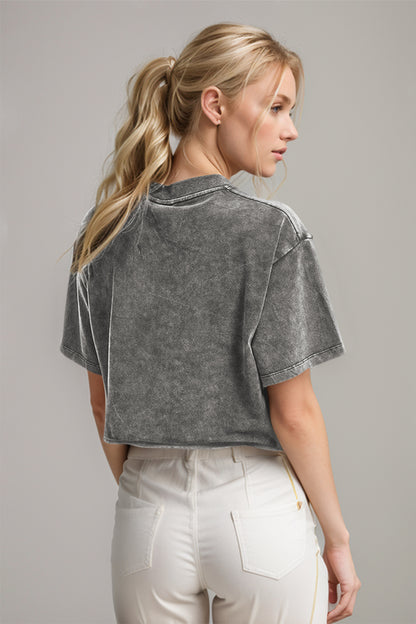 Washed Short Sleeve Cropped T-Shirt