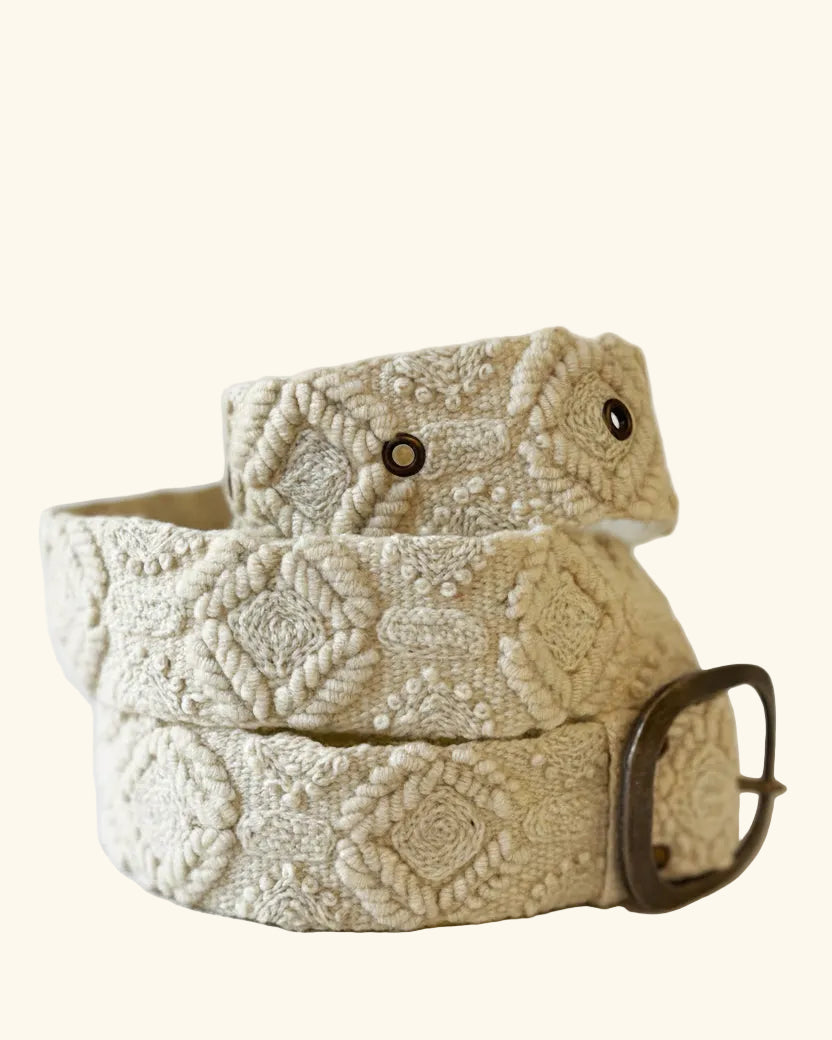 Wandering Clouds Embroidered Wool Belt