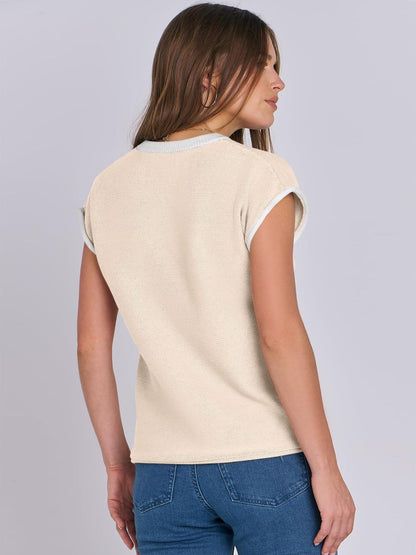 Contrast Cap Sleeve Sweater