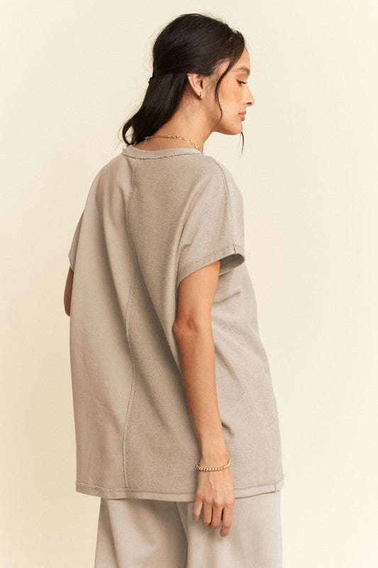 Khaki Short Sleeve Top and Pants Set