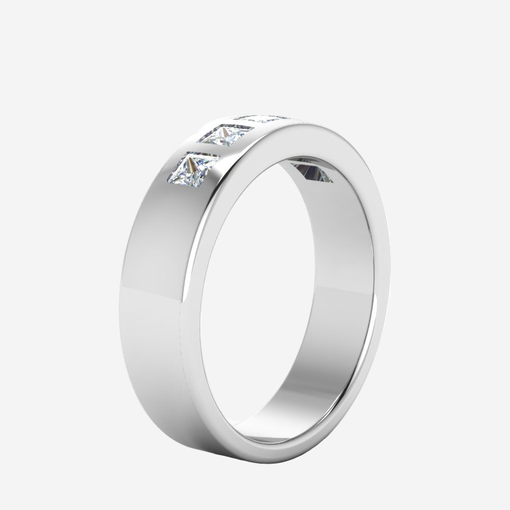 Flat Flush Set Mens Wedding Band