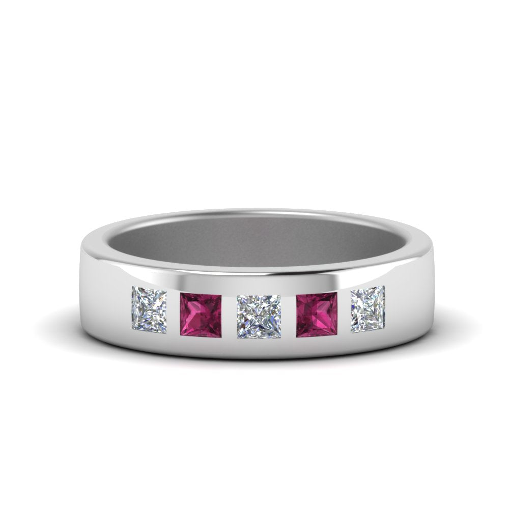 Flat Flush Set Mens Wedding Band