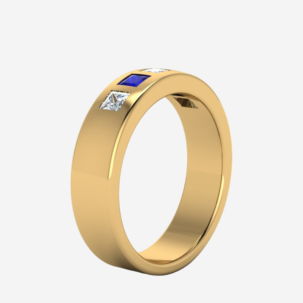 Flat Flush Set Mens Wedding Band