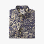 Vintage Men's Hawaiian Jungle Cotton Button-Down Long Sleeve Aloha Shirt