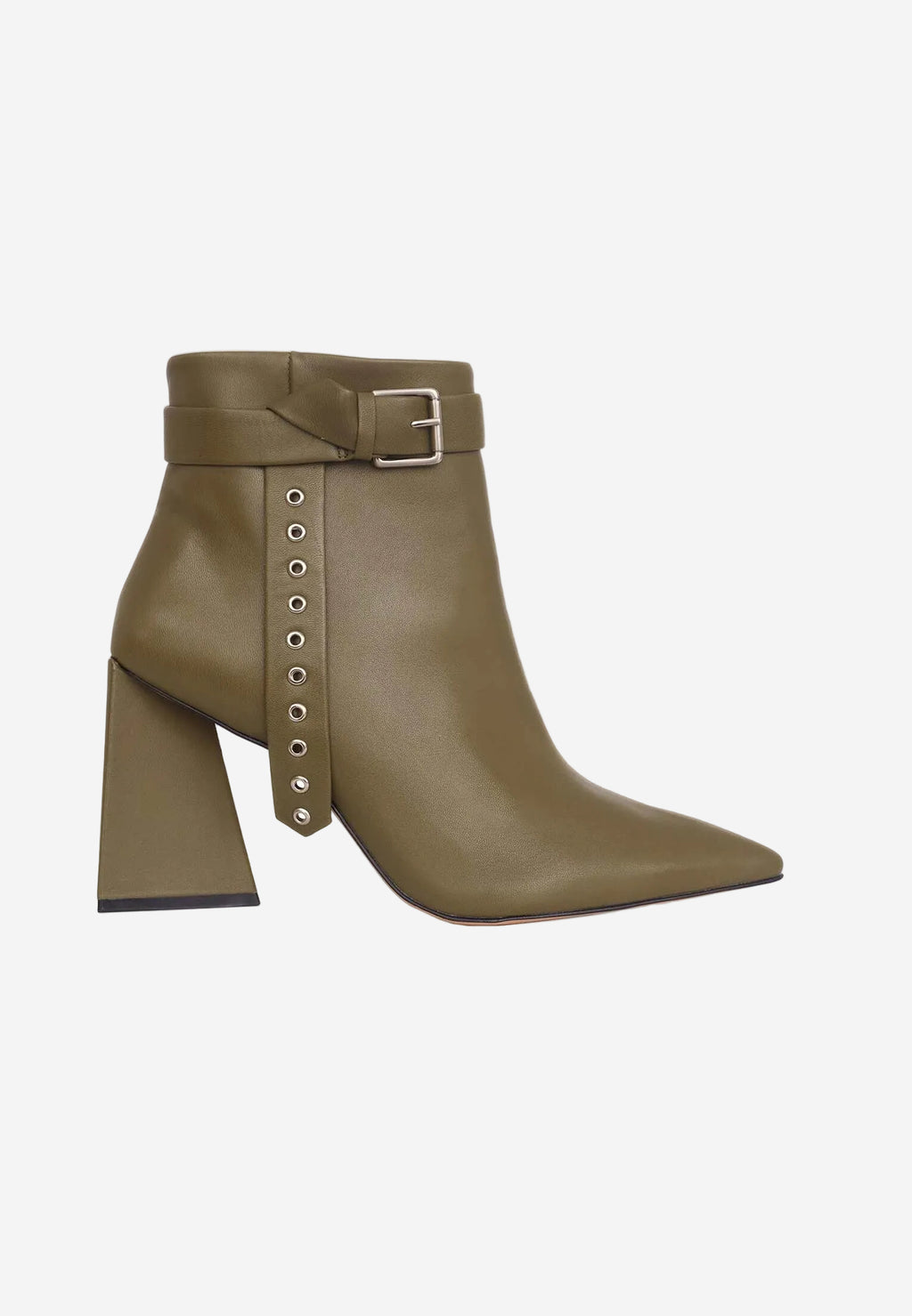 Salvia Leather Heeled Ankle Boots with Pointed Toe