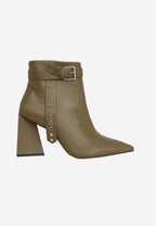 Salvia Leather Heeled Ankle Boots with Pointed Toe