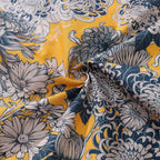 Yellow Hawaiian Japanese Flower Cotton Shirt
