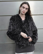 ‘Inspiration Glimpse’ Lapel Double-Breasted Loose Woven Rex Rabbit Fur Coat