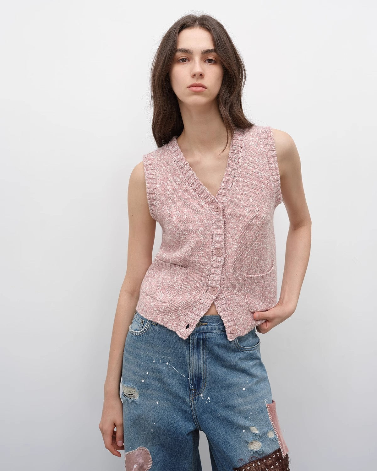 ‘Stacking Rehearsal’ Vintage Style Layering Wool Blend Knit Cardigan Vest