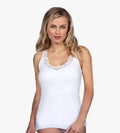 MaRe Premium Quality 100% Brushed Cotton Women's Tank Top with Macramé Lace