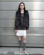 ‘Inspiration Glimpse’ Lapel Double-Breasted Loose Woven Rex Rabbit Fur Coat