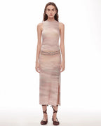 'Half Summer Ball' Fine Wool Blend Sleeveless Slit Long Knit Dress