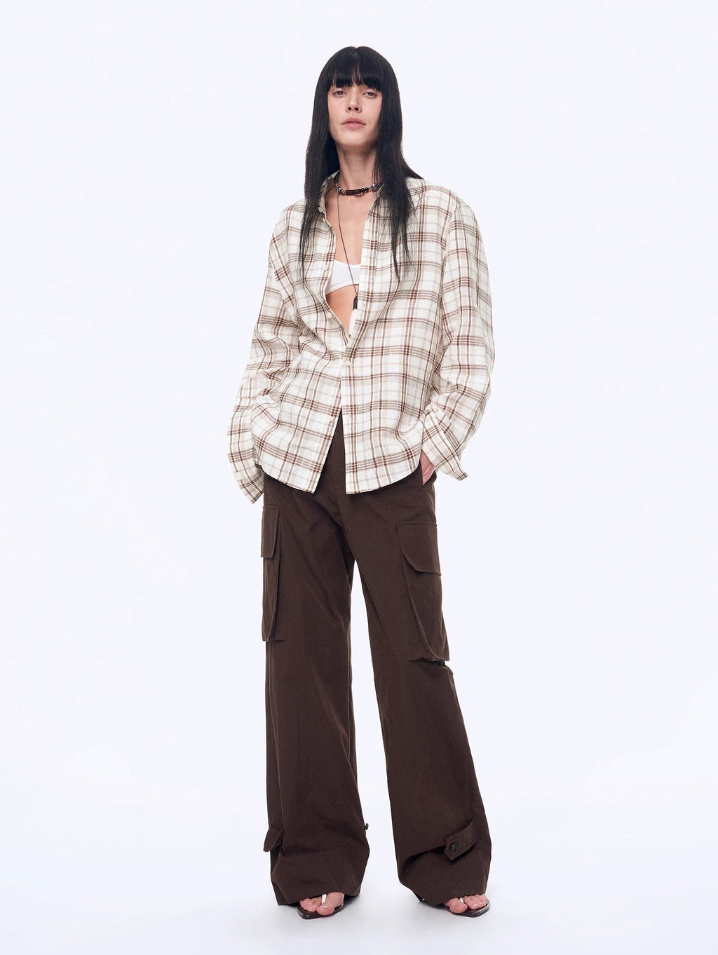 Vintage Linen Shirt & Mini Skirt Two-Piece Spring 'Plaid Sketch'
