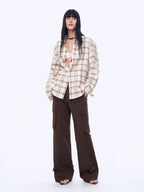 Vintage Linen Shirt & Mini Skirt Two-Piece Spring 'Plaid Sketch'