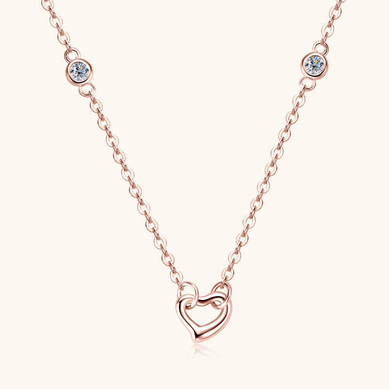 Silver Heart Moissanite Pendant Necklace