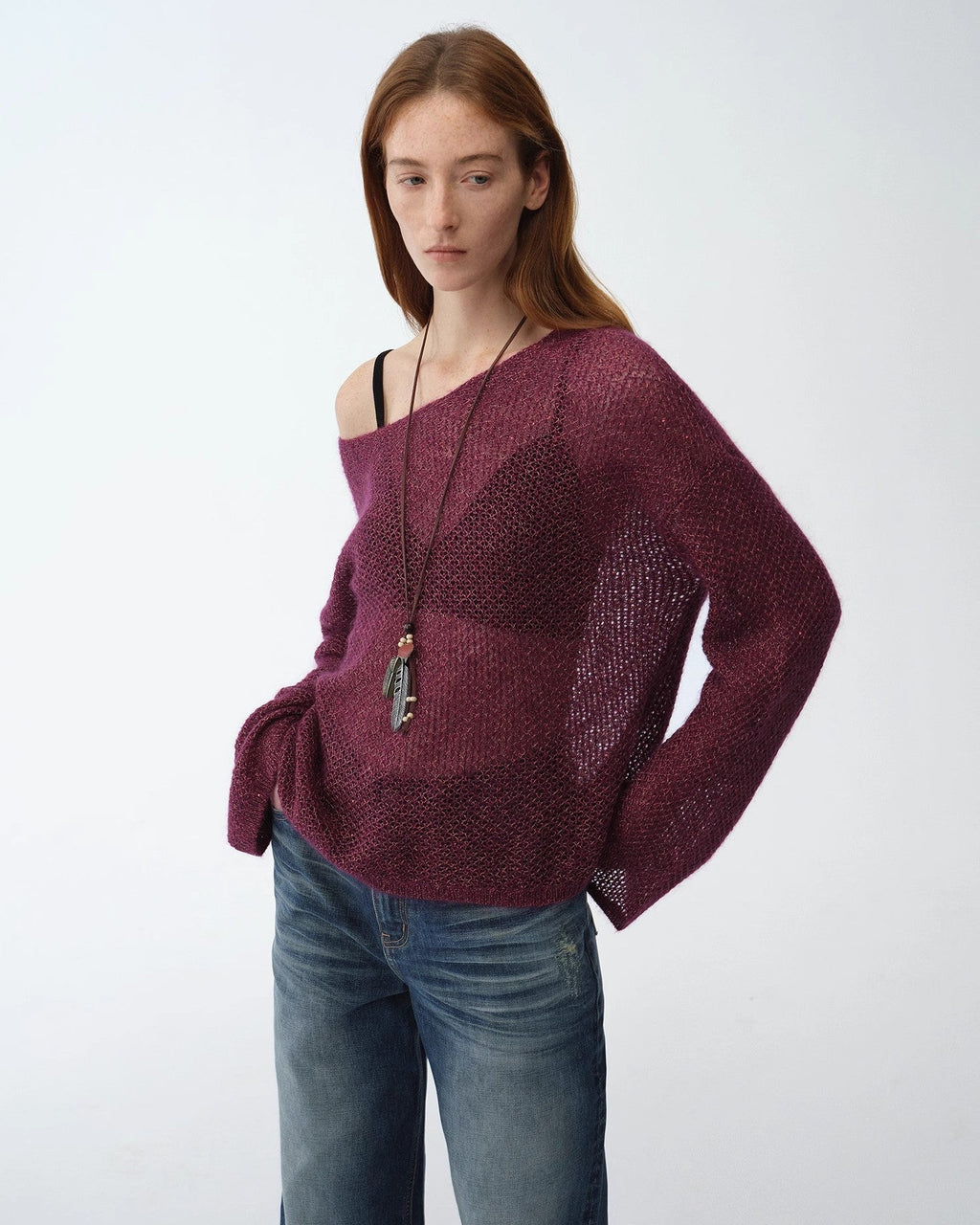 Mohair Sequin Knit Blend Hollow Oversized Sweater | Sparkling Spring