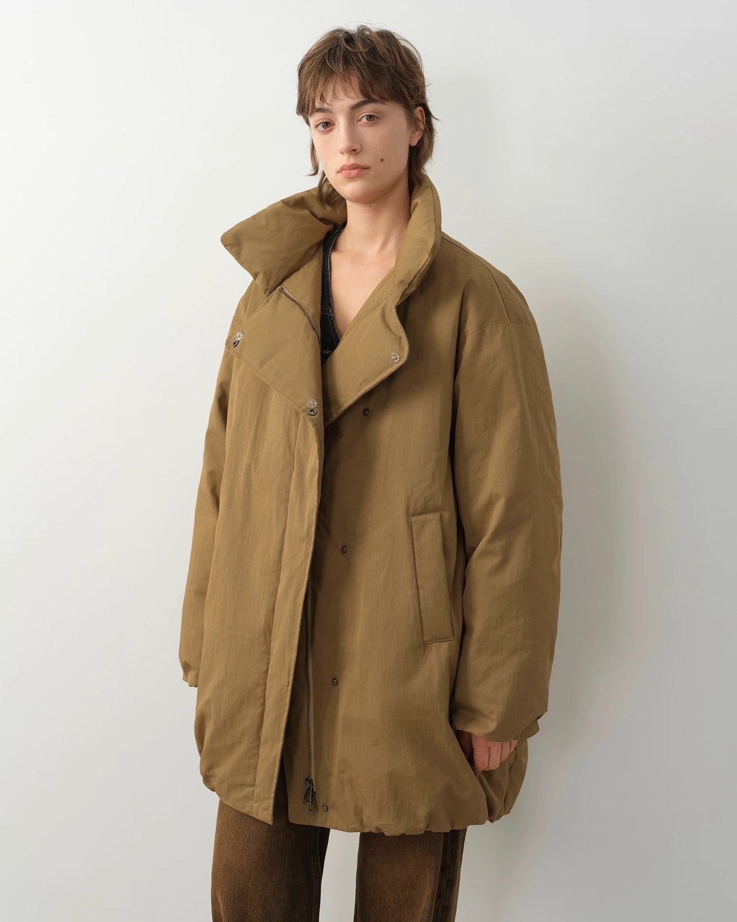 Fireladyfur Women's Winter Goose Down Coat with Tuscan Wool