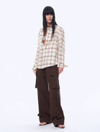 Vintage Linen Shirt & Mini Skirt Two-Piece Spring 'Plaid Sketch'