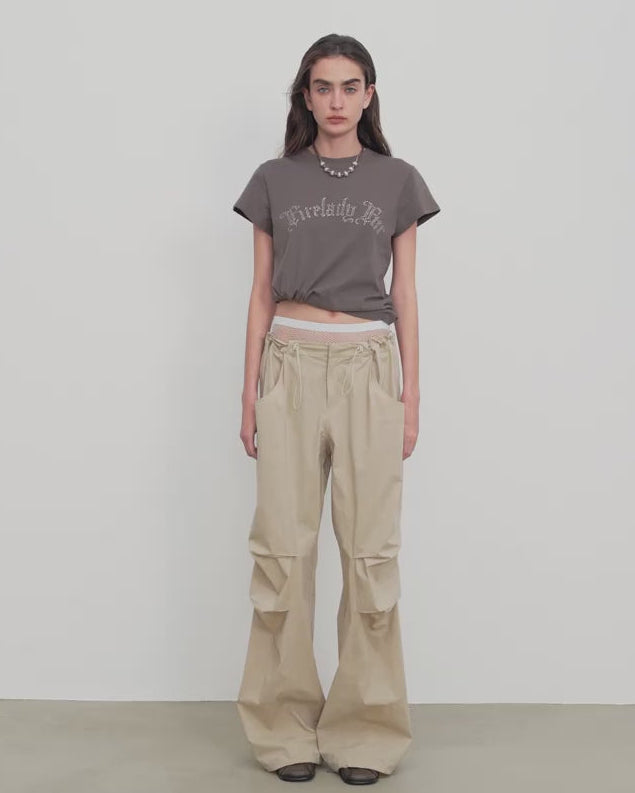 ‘May Time’ Luxury 3D Long-Staple Cotton Slightly Waist Rivet T-Shirt