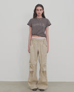 ‘May Time’ Luxury 3D Long-Staple Cotton Slightly Waist Rivet T-Shirt