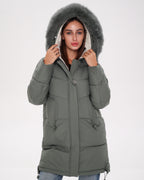 Genuine Polar Fox Trim Bio Down Coat | Sage