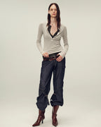 Ultrafine Wool Blend Versatile V-Neck Cardigan "Warm Brown Quiet Autumn"
