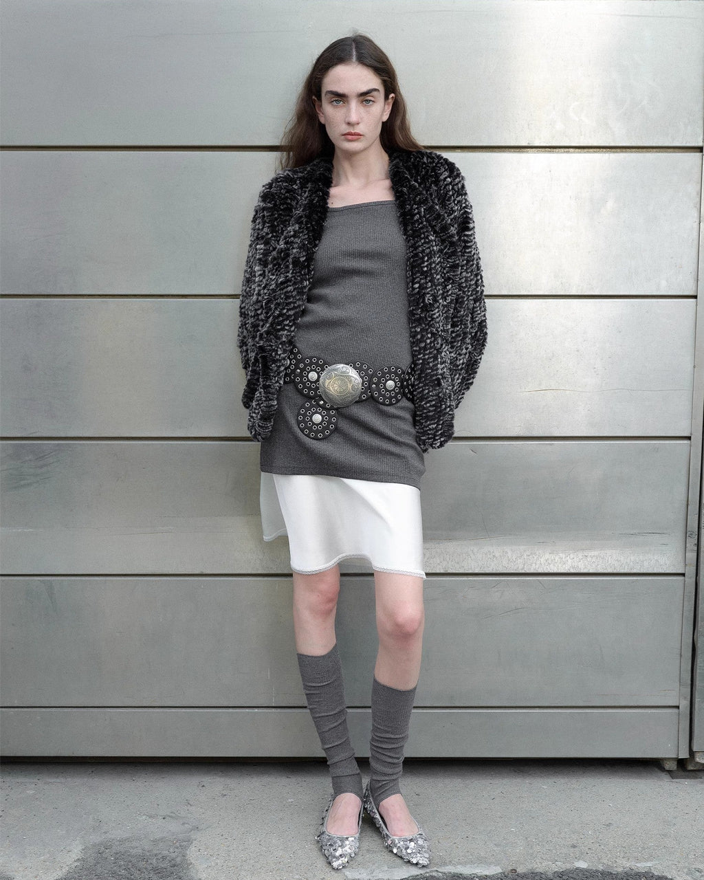‘Inspiration Glimpse’ Lapel Double-Breasted Loose Woven Rex Rabbit Fur Coat