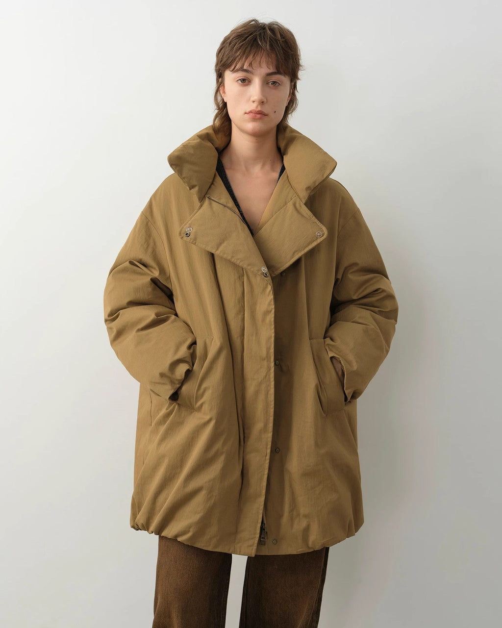 Fireladyfur Women's Winter Goose Down Coat with Tuscan Wool
