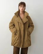 Fireladyfur Women's Winter Goose Down Coat with Tuscan Wool