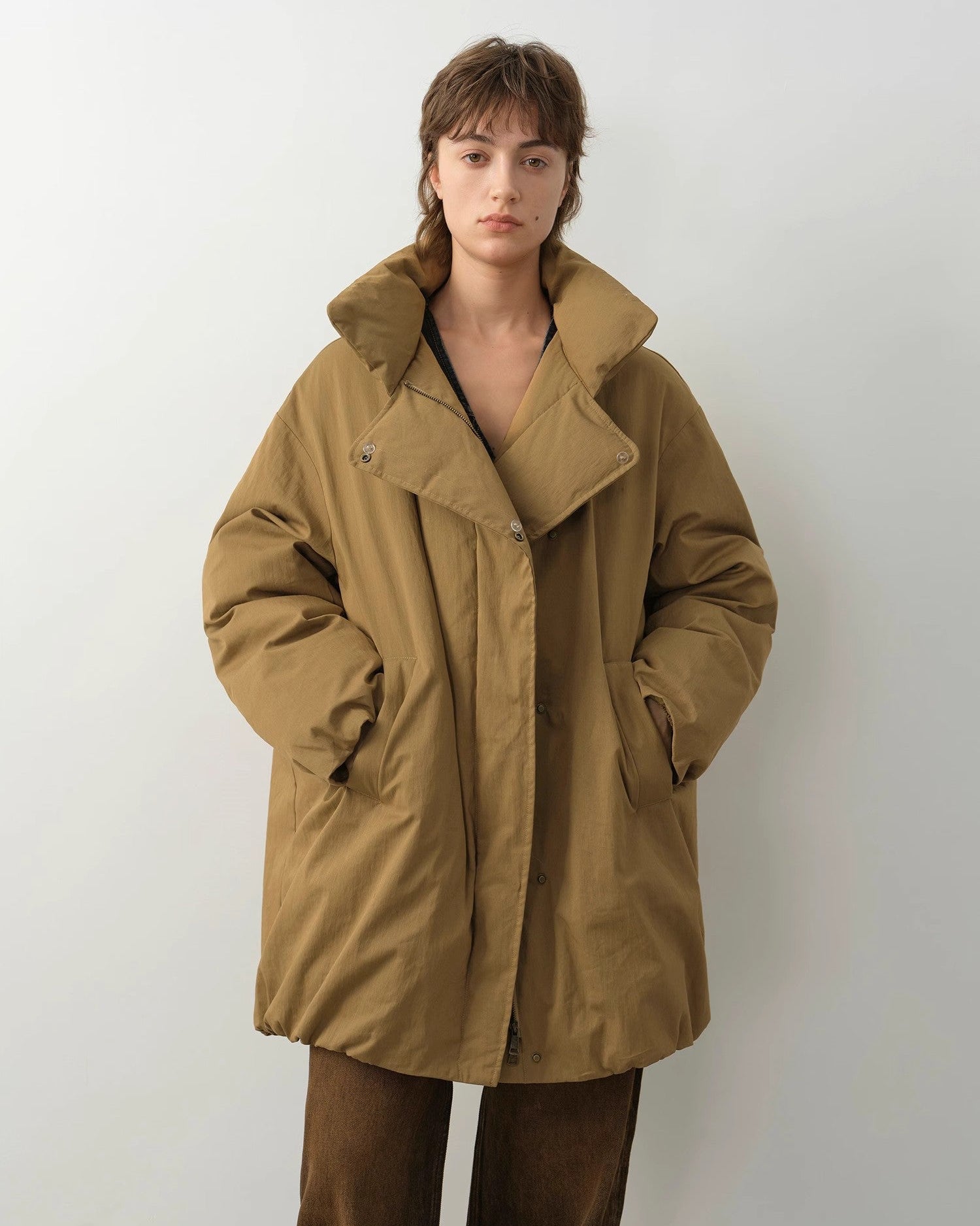 Fireladyfur Women's Winter Goose Down Coat with Tuscan Wool