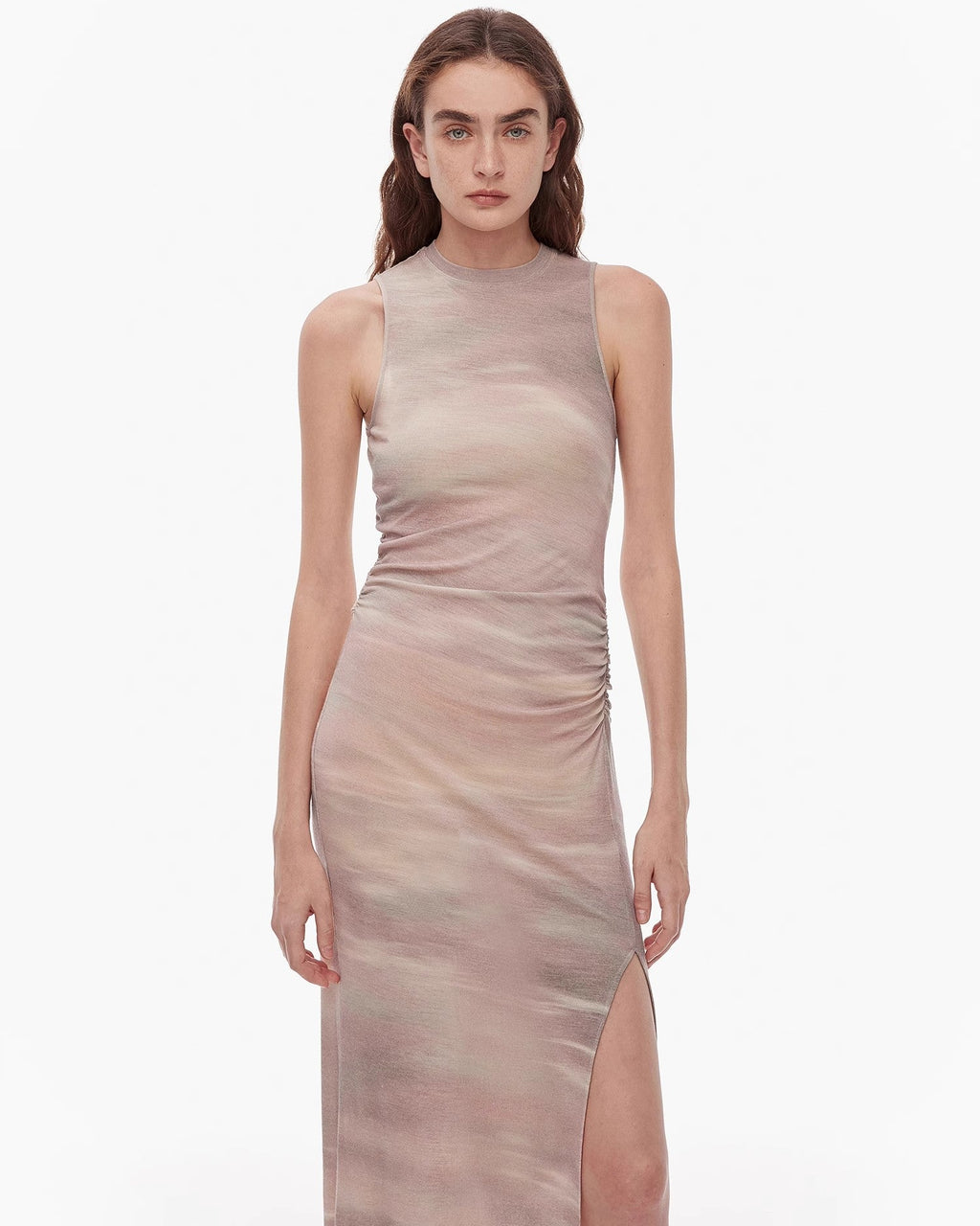 'Half Summer Ball' Fine Wool Blend Sleeveless Slit Long Knit Dress