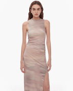 'Half Summer Ball' Fine Wool Blend Sleeveless Slit Long Knit Dress