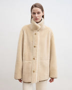 Fireladyfur Women's Faux Leather Shearling Jacket