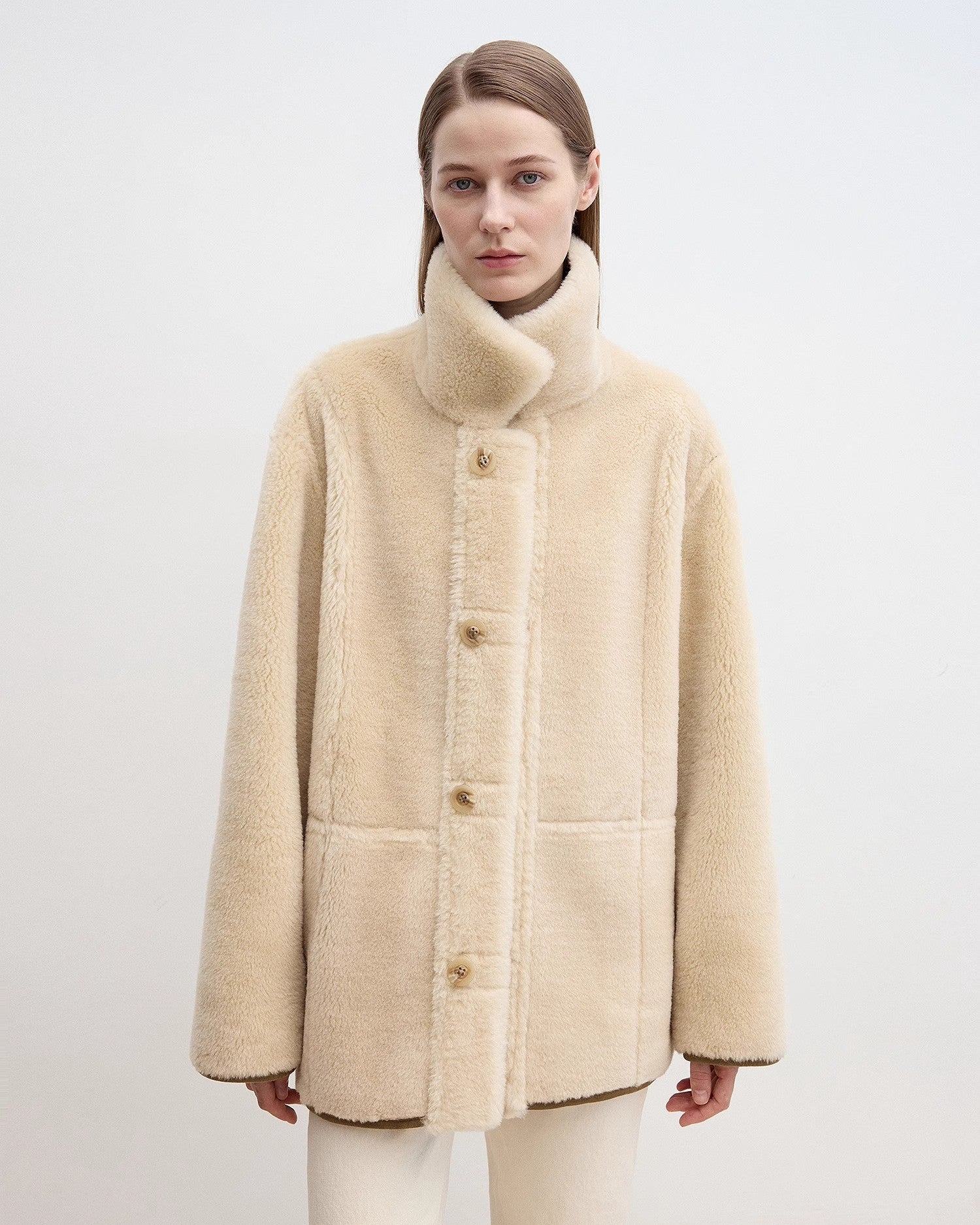 Fireladyfur Women's Faux Leather Shearling Jacket