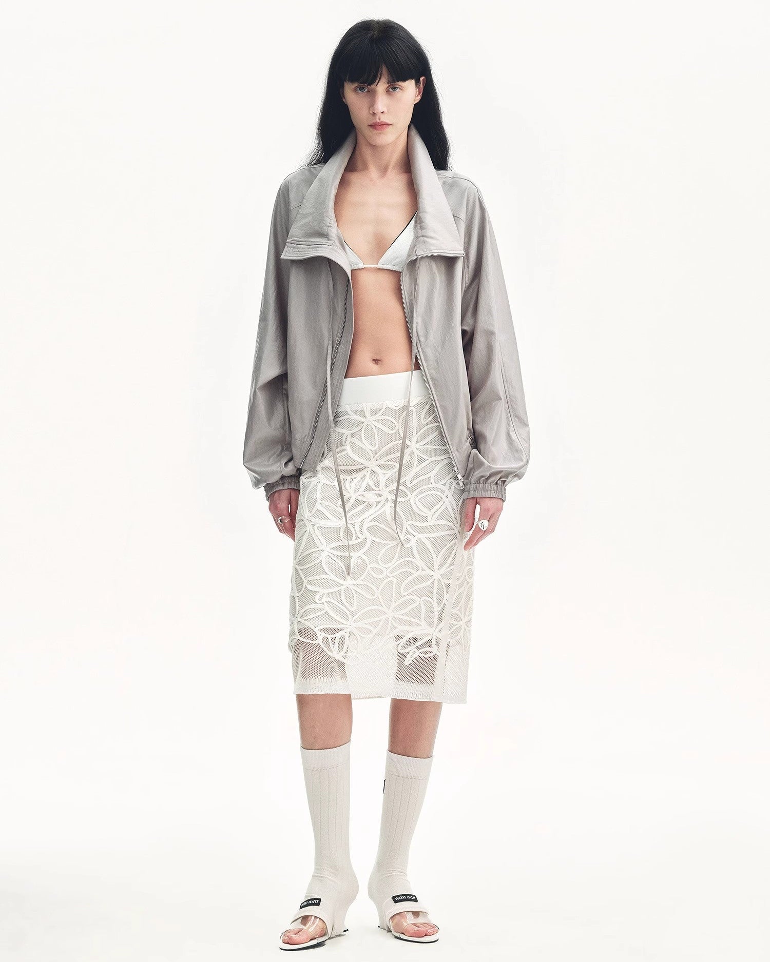 ‘Summer Dream’ Acetate Sequin Embroidered Straight Skirt