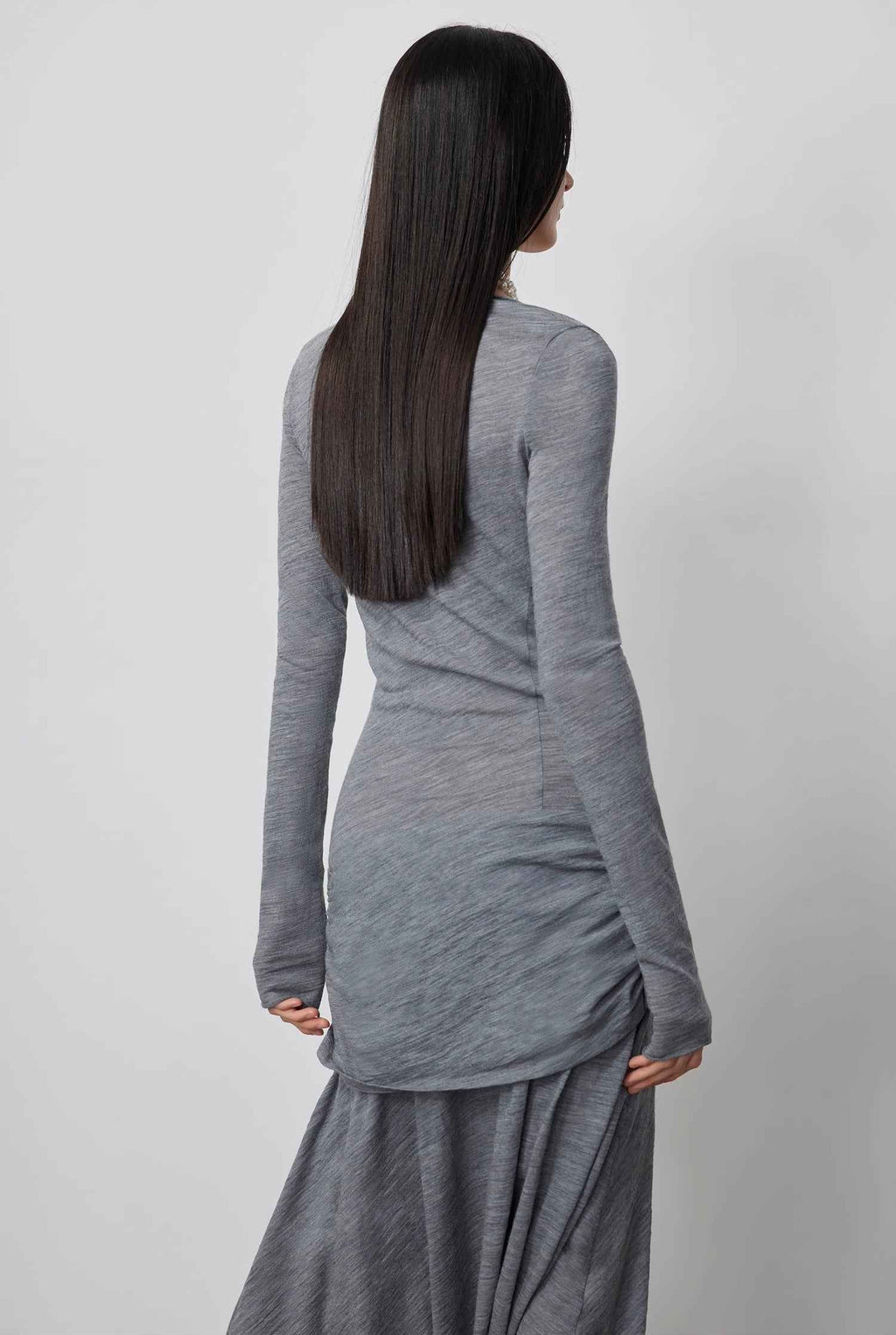 'Dreamy Ball' Lightweight and Breathable 100% Wool U-Neck Irregular Hem Dress