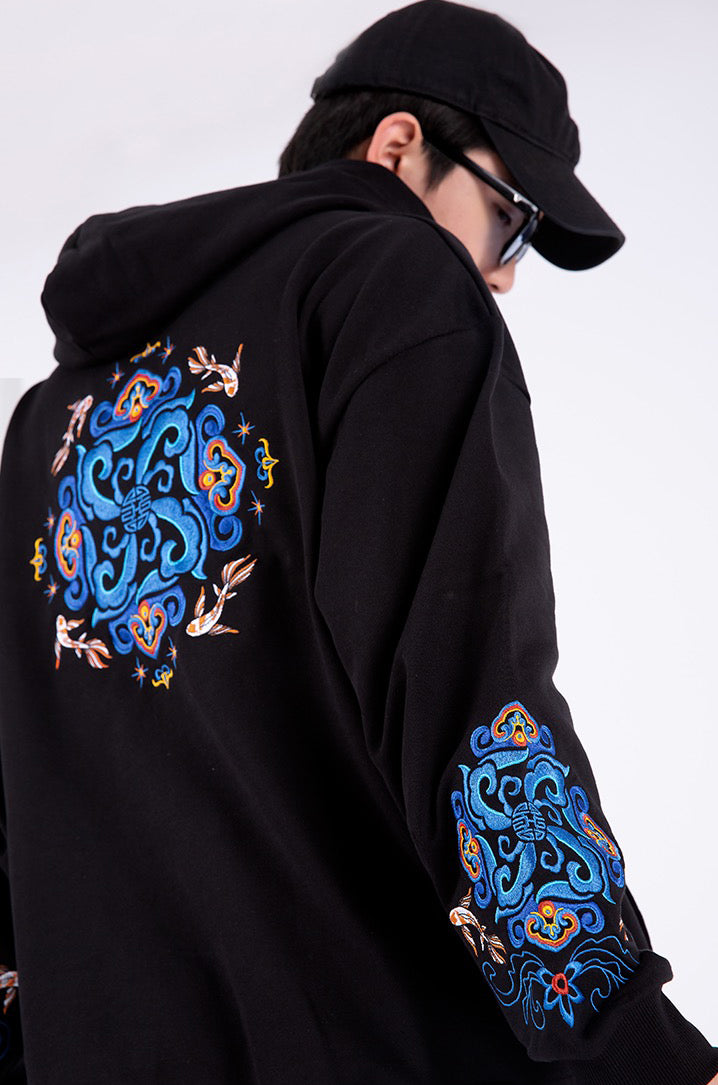 Fish Art Embroidery Hoodie | KH9201