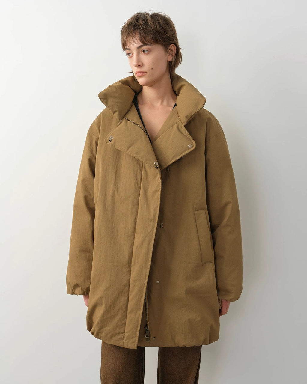Fireladyfur Women's Winter Goose Down Coat with Tuscan Wool