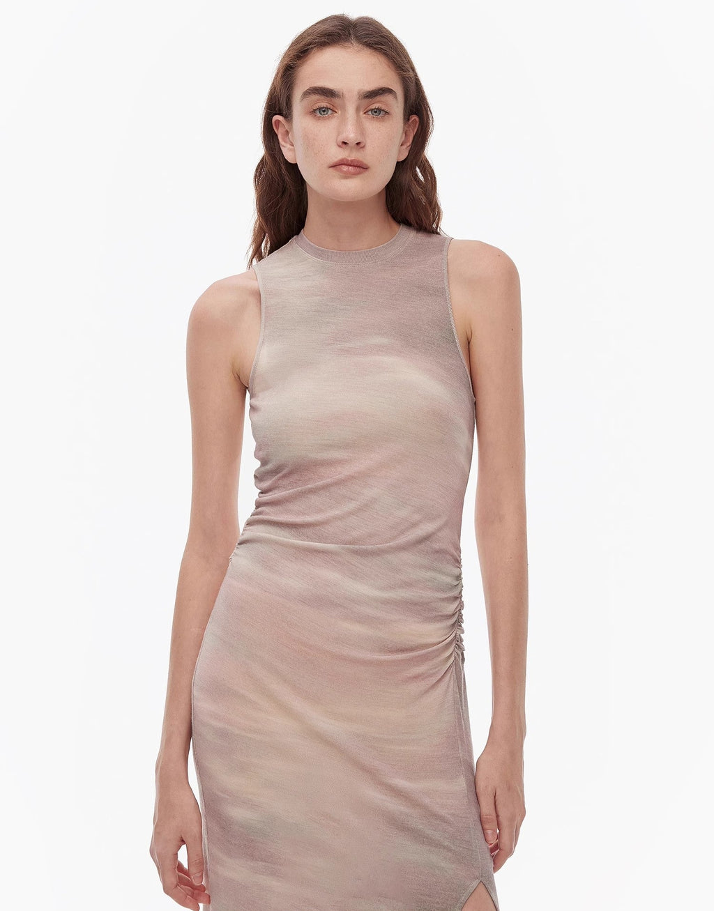 'Half Summer Ball' Fine Wool Blend Sleeveless Slit Long Knit Dress