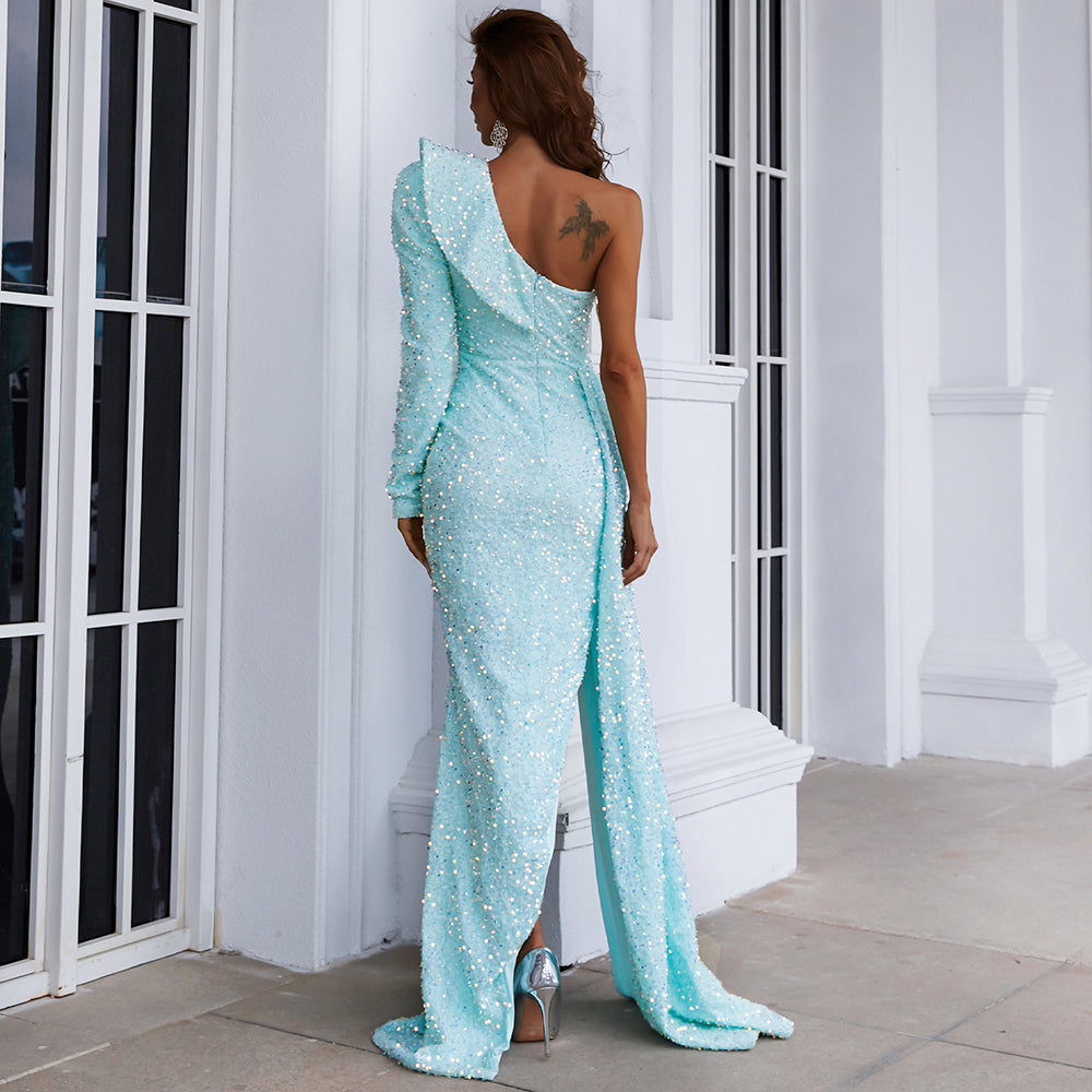 Rayne One Shoulder Sequin Gown