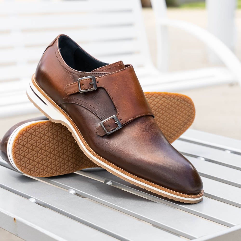 LEGERRA Hand Burnished Italian Calfskin Monkstrap | Brown