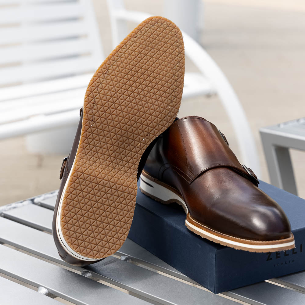 LEGERRA Hand Burnished Italian Calfskin Monkstrap | Brown