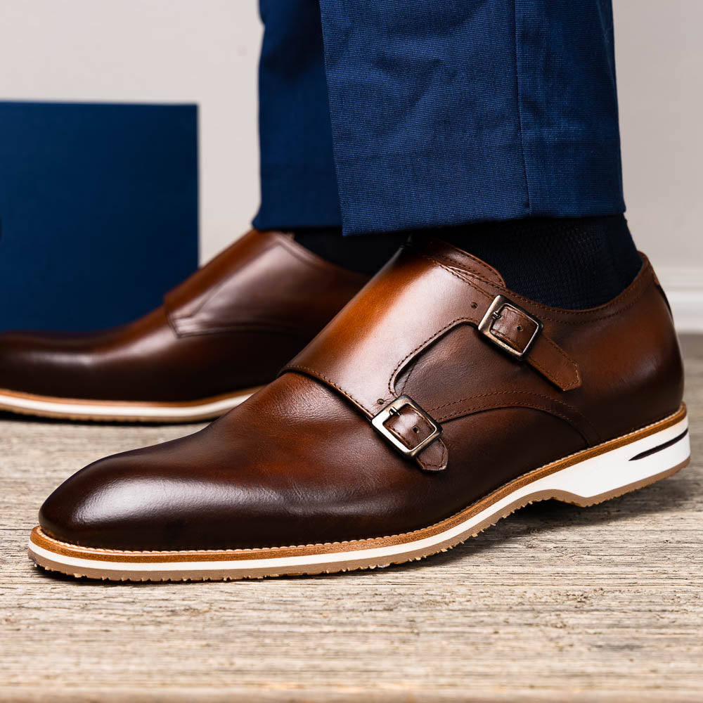 LEGERRA Hand Burnished Italian Calfskin Monkstrap | Brown