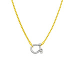 Lucky Lock Carabiner Necklace Two-Tone Mixed Metal Horseshoe Pendant Chain