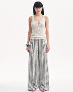 Linen Vertical Stripe Drape Wide Leg Casual Pants ‘Fashion Tension’